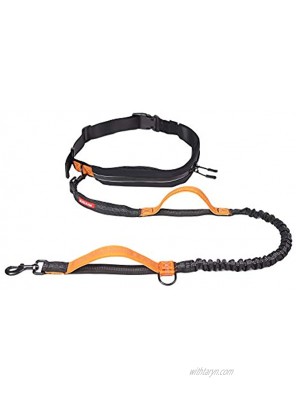 KUKUPAW Hands Free Leash with Pouch Shock Absorbing Dog Walking Running Jogging Up to 150 lbs