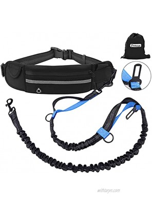 PEMAXS Hands Free Dog Leash with Adjustable Zipper Pouch and Retractable Bungee ,Dual-Handle and Reflective Stitches for Medium and Large Dogs Running Walking and Training Hiking