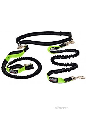 Riddick’s Hands Free One & Two Dog Leashes for Running Walking Hiking Training Premium Dual-Handle 4ft Bungee Leash Reflective Stitching Adjustable Waist Belt Accessories New for Two Dog Leash