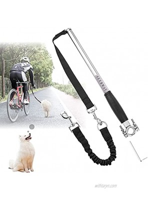 SEERWAY Dog Bike Leash Hand Free Bike Leash for Dogs Safe Bike Dog Leash for Outdoor Cycling Easy Installation and Removal Stainless Steel Silver and Black