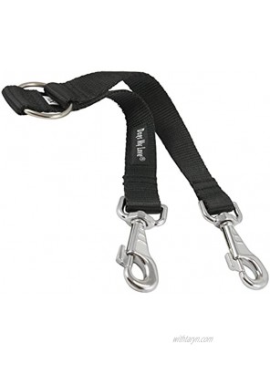 10" Long Nylon 2-Way Double Dog Leash Two Dog Coupler Black 4 Sizes