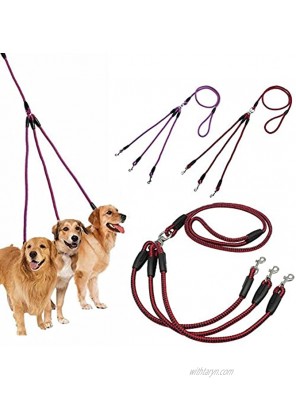 CHDHALTD 3 Way Dogs Coupler Leash Triple Pet Leashes No Tangle Pet Triple Lead Nylon Traction Rope for Walking Pet Leash Fit for Small Medium Dogs Training