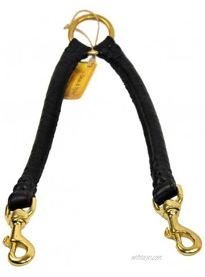 Dean and Tyler Noburu Dog Coupler Black 1-Foot by 1 4 Diameter with Hand Stitched Round Leather and Solid Brass Hardware