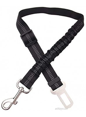 HTKJ Dog Seat Belt Adjustable Pet Car Seat Belts with Elastic Bungee Buffer 1PCS Black