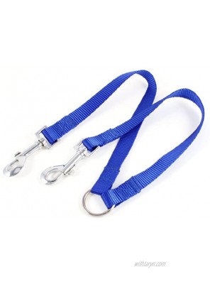 uxcell Nylon Walk Double Dog Lobster Clasp Leash 0.7-Inch Blue