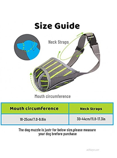 2 Pieces Dog Muzzles Breathable Nylon Mesh Dog Mouth Cover Adjustable Dog Muzzle Reflective Pet Mouth Suit to Prevent Barking Biting Screaming Chewing for Small to Large Dog 2 Colors Large Size