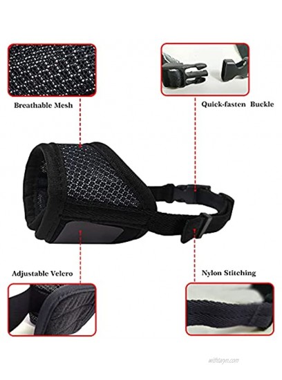 48MIC Dog Muzzles for Small Medium Large Dogs,Nylon Soft Muzzle to Prevent Biting Barking and Chewing Reflective MeshBreathable Dog Mussel