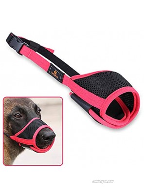 Dog Mouth Cover Breathable Mesh and Durable Nylon Dog Muzzle with Adjustable Loop and Soft Pad Dog Training Muzzle Prevent for Barking Biting and Chewing with Dual Closure
