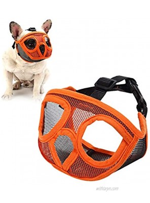 Doglay Short Snout Dog Muzzles Adjustable Soft Breathable Mesh French Bulldog Mask with Eyehole Best to Prevent Biting,Chewing and Barking