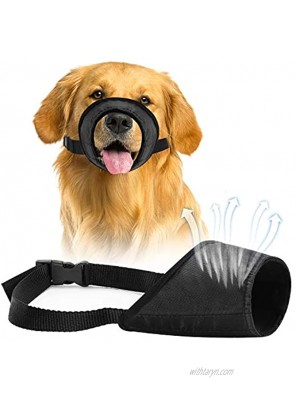 Dzmodz Dog Muzzle Anti-Biting Barking Chewing Soft Fabric Comfortable Dog Mouth Guard Dog Muzzles for Small Medium Large Dog Black 1 PCS