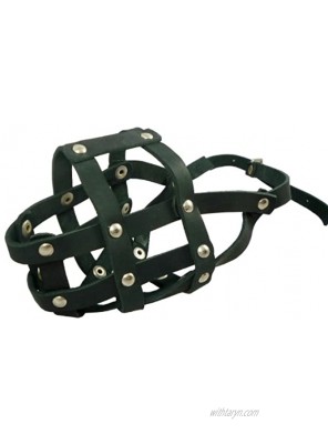 Genuine Leather Dog Basket Muzzle #105 Black Pit Bull Amstaff Circumference 12" Snout Length 3.5"