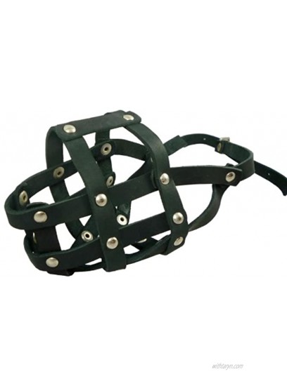 Genuine Leather Dog Basket Muzzle #105 Black Pit Bull Amstaff Circumference 12 Snout Length 3.5