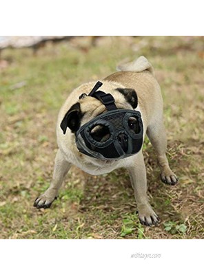 KittyStar Adjustable Bulldog Short Snout Muzzle,Breathable Mesh Eye Hole Dog Muzzle Prevent Biting Chewing and Barking