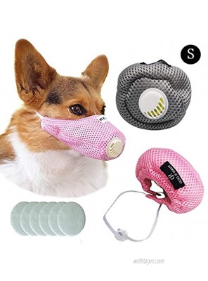 LKGEGO Dog Protective Muzzle Dog Respirator Muzzle with 6 Filters Adjustable Pet Mouth Muzzle Soft Breathable Cotton Dog Muzzle Anti Dust