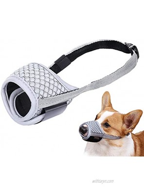 LUCKYPAW Dog Muzzle for Small Medium Large Dog to Prevent Biting Barking and Chewing with Reflective Strip Breathable Mesh and Adjustable Velcro