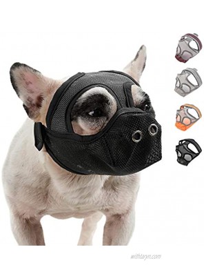 LUCKYPAW Short Snout Dog Muzzle Breathable Mesh Anti Biting Chewing and Barking Muzzle for Pitbulls Boxers