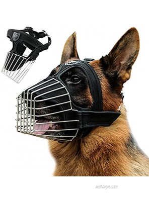 Mayerzon German Shepherd Wire Basket Dog Muzzle Pitbull Great Dane Metal Cage Muzzles with Soft Padding Iron Dog Mouth Guard for Training and Grooming