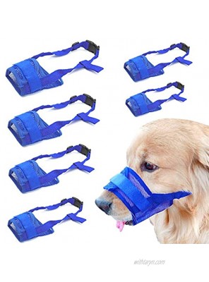 O-Mei Stars Dog Muzzles 6 PCS Adjustable Breathable Mesh Dog Muzzles Suit Anti-Biting Anti-Barking Anti-Chewing Safety Protection Pet Muzzles