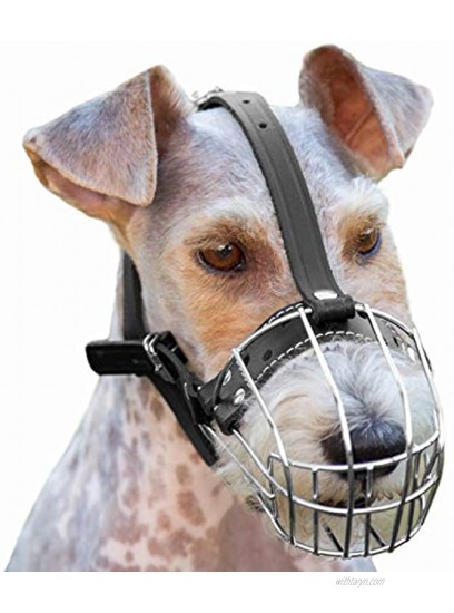 PetriStor №3 Dog Chrome Metal Muzzles Wire Basket Adjustable Leather Straps