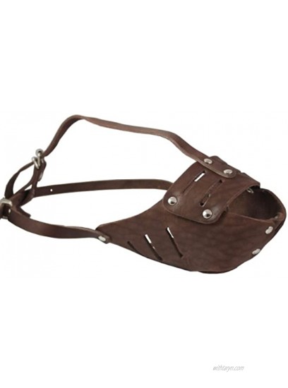 Real Leather Cage Basket Secure Dog Muzzle #118 Brown Pit Bull Amstaff Circumference 11.8 Snout Length 3.5