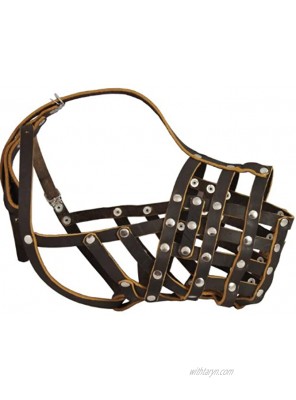 Real Leather Cage Basket Secure Dog Muzzle Great Dane Saint Bernard Mastiff Circumference 18.5 Snout Length 4.7