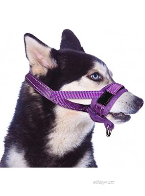 SlowTon Nylon Dog Muzzle Dog Mouth Cover Adjustable Soft Padded Quick Fit Comfortable Muzzles for Medium Large Dog Outdoor Anti Biting Behavior Training Stop Chewing Barking Attach to Collar