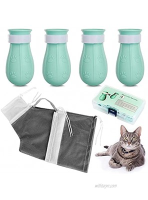 TenHoo Cat Bathing Bag with Calming Muzzle and Anti-Scratch Cat Shoes Silicone Boots Puppy Dog Adjustable Multifunctional Anti-Bite Shower net Bag for Nail Trimming Bathing Home Pet