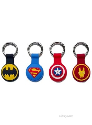 4 Pack Superhero Silicone Case Keychain AirTags Cover for Apple Air Tag Tracker for Keys Pet Collars Purses Bags Luggage Tag Accessories