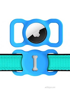 Air Tag Case for Apple Tag,DLENP 1 Pack Air Tag Apple Protective Cat Dog Collar Airtags Holder,Silicone AirTag GPS Tracking Accessories,Air Tags with Bone PatternBlue