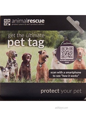 AnimalRescue.com Q-Tag QR Code Pet ID Tag for Dogs & Cats GPS Enabled Digital Pet ID System