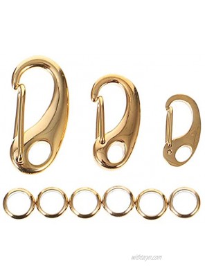 Balacoo 3Pcs Pet Tag Quick Clip Stainless Steel Sping Load Hook with 6Pcs Rings for Pet ID Tags Keychain Buckles Harnesses Gold