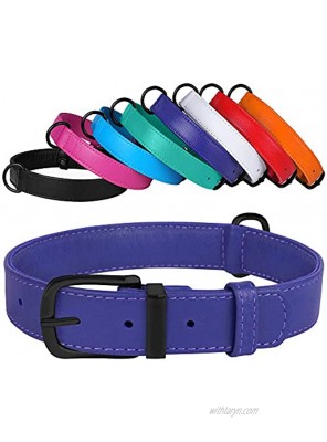 CollarDirect Leather Dog Collar 12 Colors Soft Padded Pet Collars Small Medium Large Puppy Green Black Pink White Red Blue Purple