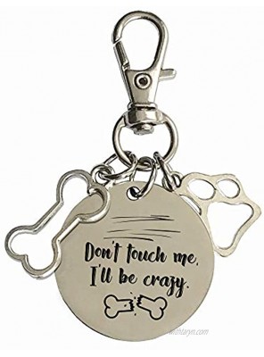 family Kitchen Funny Pet Tag Funny Dog Tag for New Puppy Stainless Steel Don’t Touch me I’ll be Crazy Dog Collar Decorations Tag Gift