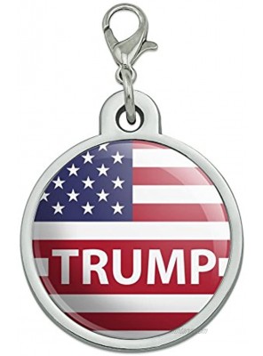Graphics and More President Trump American Flag Chrome Plated Metal Pet Dog Cat ID Tag