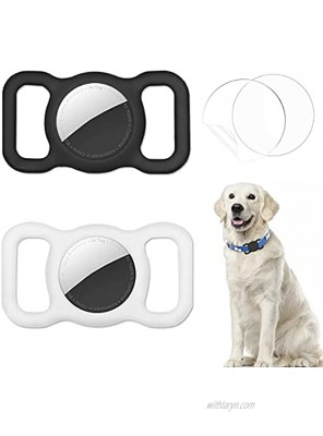 Holder Compatible with Apple AirTag Case，AirTag Dog Collar Backpack  Pet Air Tag Cover Anti-Lost （White Black）