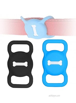 Protective Case for Air Tag Dog Collar Holder,2-Pack Silicone Air Tag Holder for Pets Portable Air Tag Case for Dog Collar Anti-Lost Air Tag Holder for PetsBlack & Blue