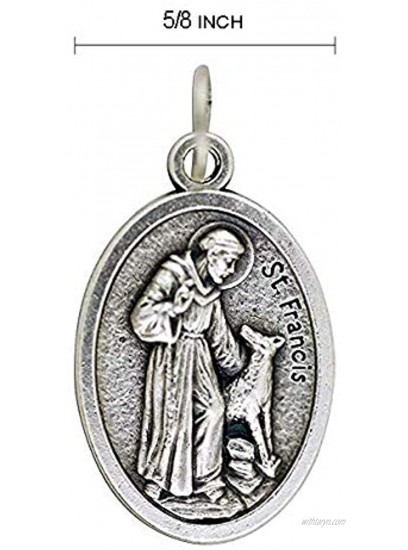 Religious Gifts St Francis Dog Tag Saint Francis of Assisi Silver Tone Pet Medal 1 Inch