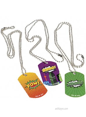 U. S. Toy Lot of 12 Assorted Metal Super Hero Comic Book Theme Dog Tags Multicolor One Size JA832