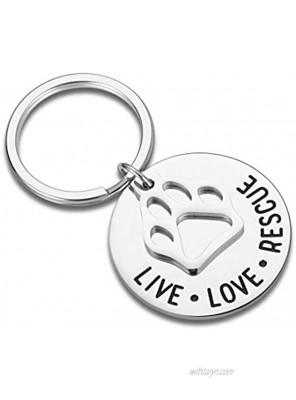 VANLOVEMAC Gift for Dog cat Pet Rescue Jewelry Live Love Rescue Keychain Paw Print Jewelry for Dog or Cat Owners