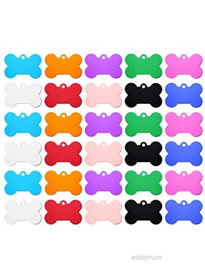 yiwoo 30 PCS Pet ID Tag Bone Shape Aluminum Alloy for Dogs and Cats Pet ID Tag38mm