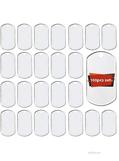 Youdepot 100PCS Blank Bulk Dog Tags for Stamping Engraving Shiny Stainless Steel Military Rolled Edge Backing Dog Tags for Dogs Engraved