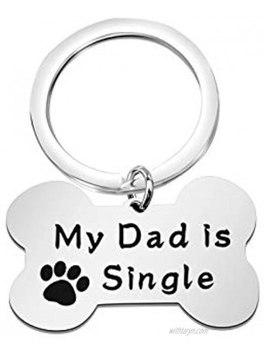 Zuo Bao Funny Dog ID Tag Dog Collar Tag My Dad Mom is Single Dog Bone Engraved Pet Tag Stainless Steel Personalized Puppy Pet Tags for Dog Cat Puppy