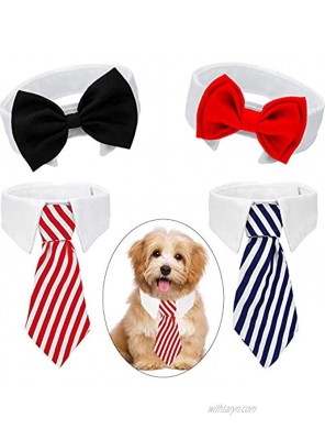 4 Pieces Pet Bow Tie Adjustable Pet Neck Tie Costume Formal Dog Collar for Small Dogs and Cats Puppy Grooming Ties Party Accessories