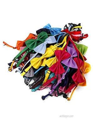 50Pcs Dog Bow Ties with Adjustable Collar Puppy Neckties Cat Collars Pet Grooming Accessories Assorted Color