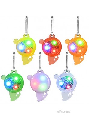 6 PCS Clip-On Dog Cat LED Collars Lights,Hands Free Flashlights Dog Collar Lights,Colorful Collar Charm Lights Waterproof Safety Pet Lights with 3 Flashing Modes for Night Walking