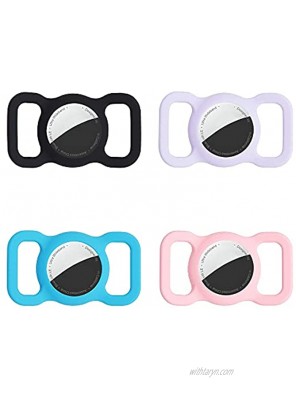Air Tag Dog Collar Holder Compatible with Apple Airtag Case 4 Pack LDHTY Air Tag Holder Accessories Airtags Protective Cover Silicone for Dogs Cat Pet Collar Backpacks Black Blue Purple Pink