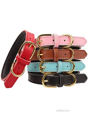 Aolove Basic Classic Padded Leather Pet Collars for Cats Puppy Small Medium Dogs