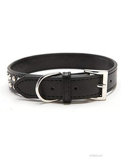BINGPET Dog Leather Collar Adjustable Dog Real Split Leather Studded Pet Collar Durable Doggy Collars for Small Medium Large Dogs