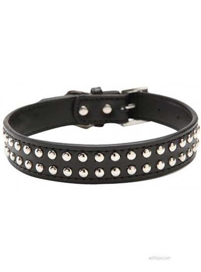 BINGPET Dog Leather Collar Adjustable Dog Real Split Leather Studded Pet Collar Durable Doggy Collars for Small Medium Large Dogs