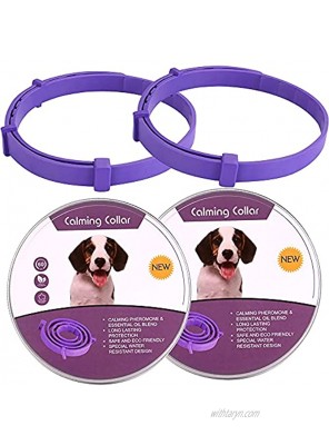 BUDOCI Dogs Calming Collar 2 Pack Pheromones Calming Collars for Dogs 60 Days Reduce Anxiety and Stress 24Inch Adjustable Waterproof Pet Collars
